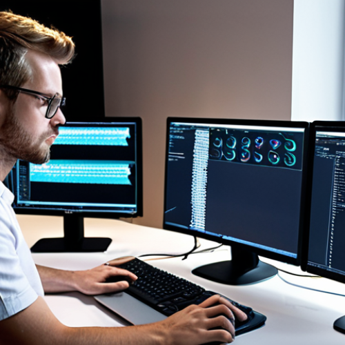 Home 16 **
"A modern IT professional intently engaged in hands-on work, debugging complex code on multiple screens in a sleek, well-lit tech workspace. The scene emphasizes practical experience and real-world problem-solving, with elements like intricate code, network diagrams, and performance metrics displayed. The atmosphere is focused and dynamic, reflecting the shift from theoretical knowledge to applied skills. High detail, contemporary design, professional lighting, subtle hints of a modern Dutch tech environment, 4k, photorealistic."
2. **Prompt for