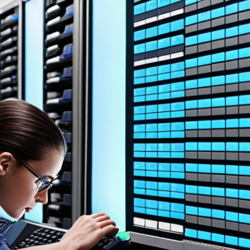Home 15 **
A busy database server room. In the foreground, a database administrator is thoughtfully adding an index to a SQL column using a keyboard. An overlay graphic subtly highlights the improved query speed and reduced server load after the index is implemented. The scene evokes a sense of efficiency and problem-solving.
**