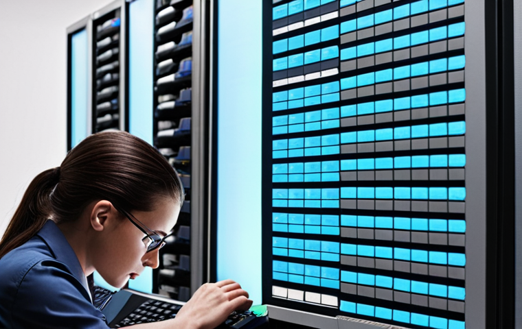 **
A busy database server room. In the foreground, a database administrator is thoughtfully adding an index to a SQL column using a keyboard. An overlay graphic subtly highlights the improved query speed and reduced server load after the index is implemented. The scene evokes a sense of efficiency and problem-solving.
**