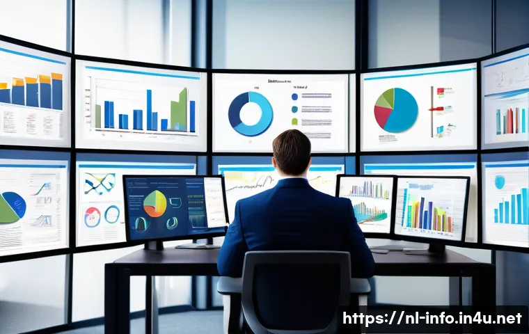 정보처리 실기 시험에서 출제된 사례 분석 - A professional scene depicting a business analyst sitting at a modern office desk, analyzing data on...